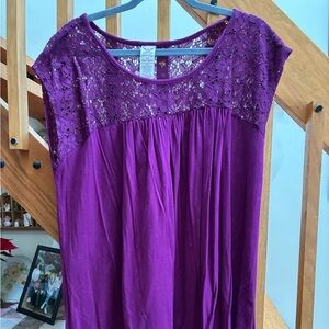 Faded Glory Sleeveless Purple Lace Top 2X